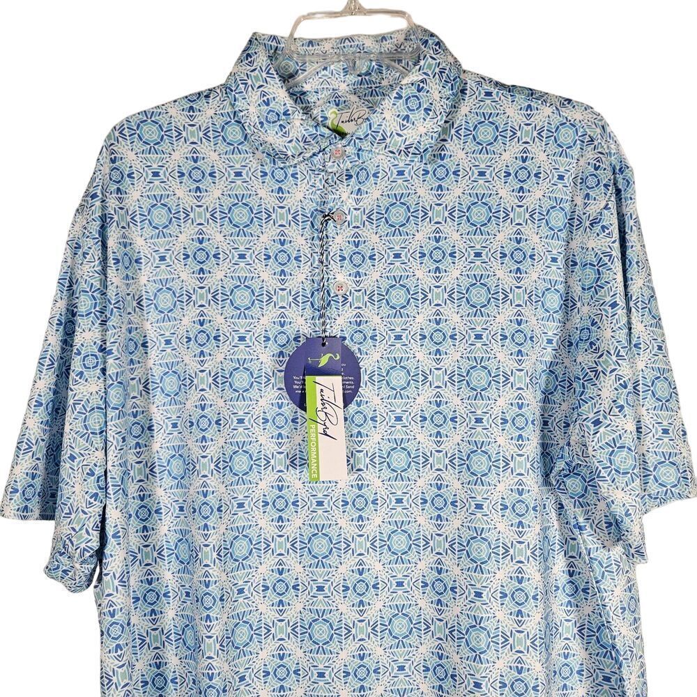 NWT Tailorbyrd Mens Sz XL Multicolor Geometric Sequin Pullover Polo Shirt Golf